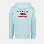 Image du hoodie slogan bleu clair de Drole De Monsieur pour hommes - Saison Printemps-Été 2025 - Détail Vue 2