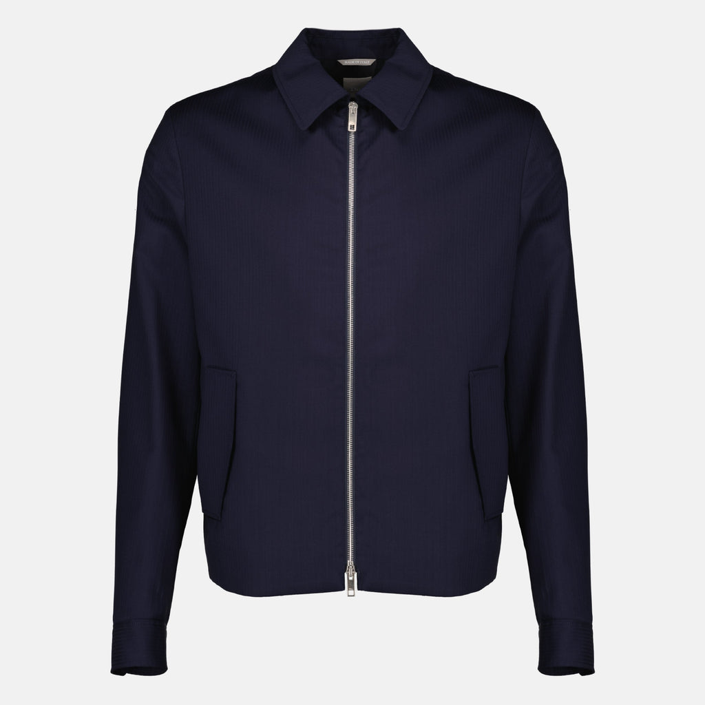 Giacca zip in lana navy