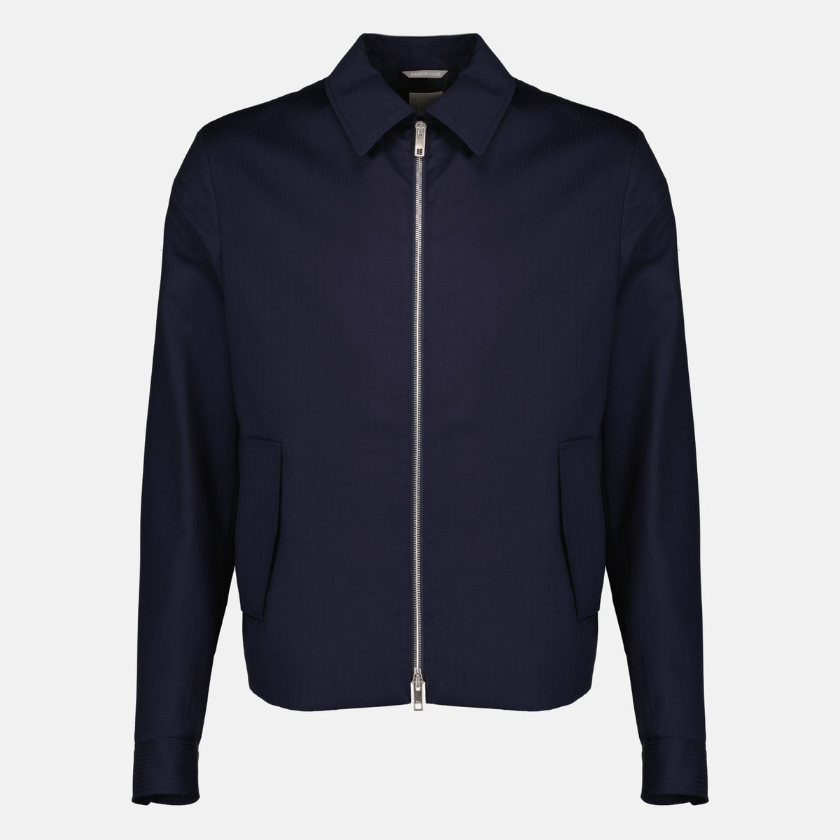 Giacca zip in lana navy