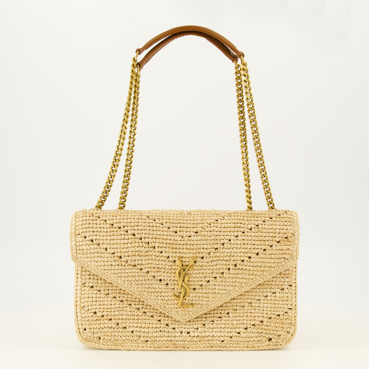 Sac porté épaule Loulou en raphia et cuir