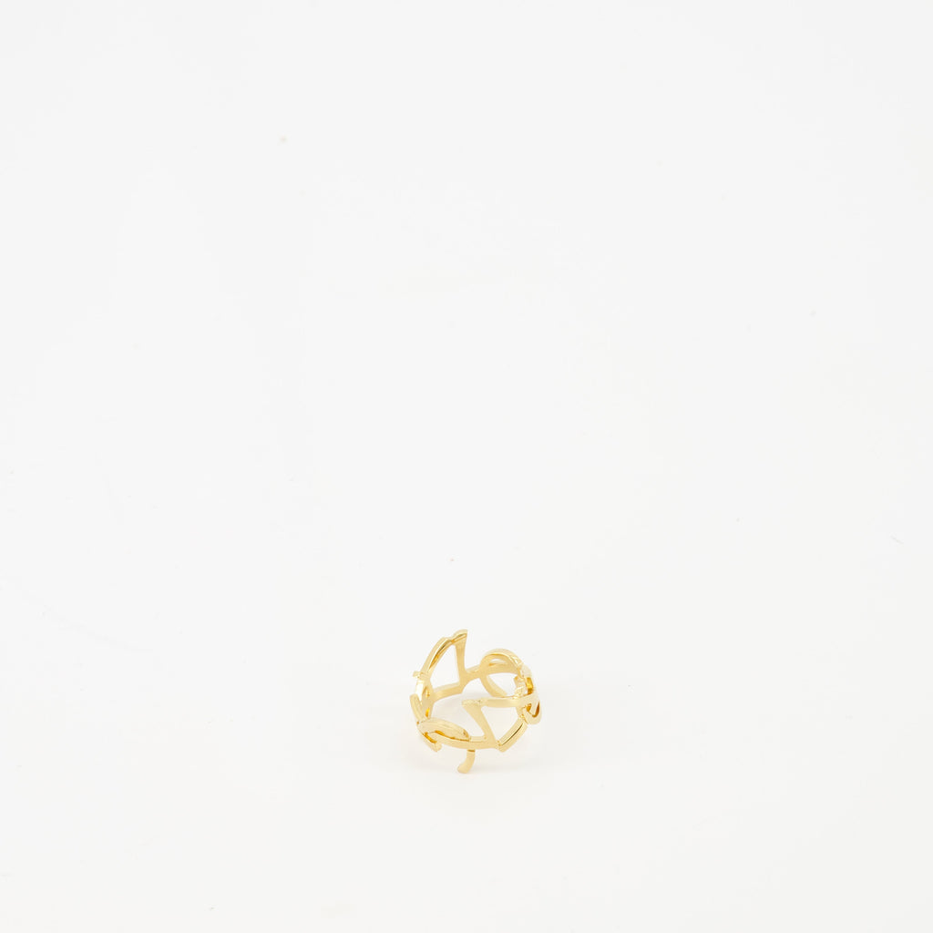 Cassandre ring, gold jewelry, statement ring, engraved logo, fashion accessory