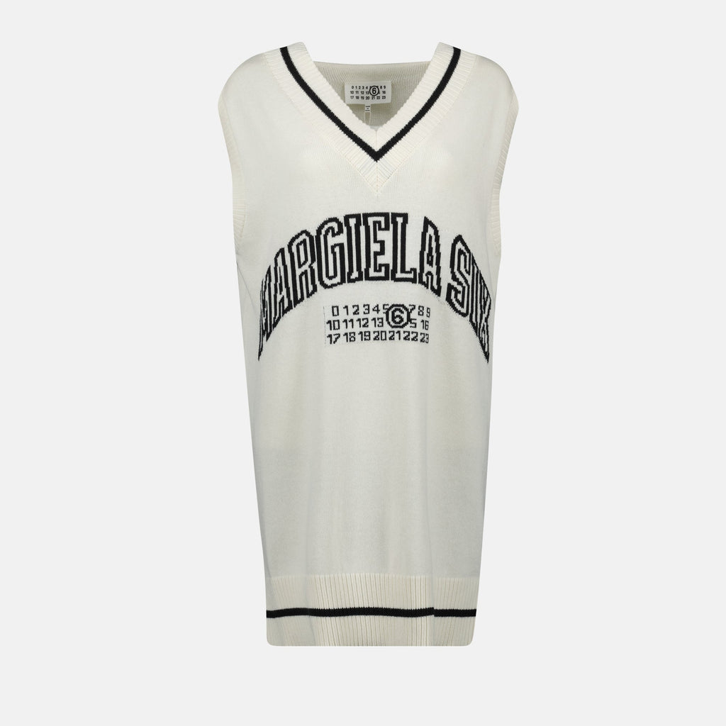 sleeveless knit dress, MM6, women's dress, V-neck dress, Spring-Summer collection