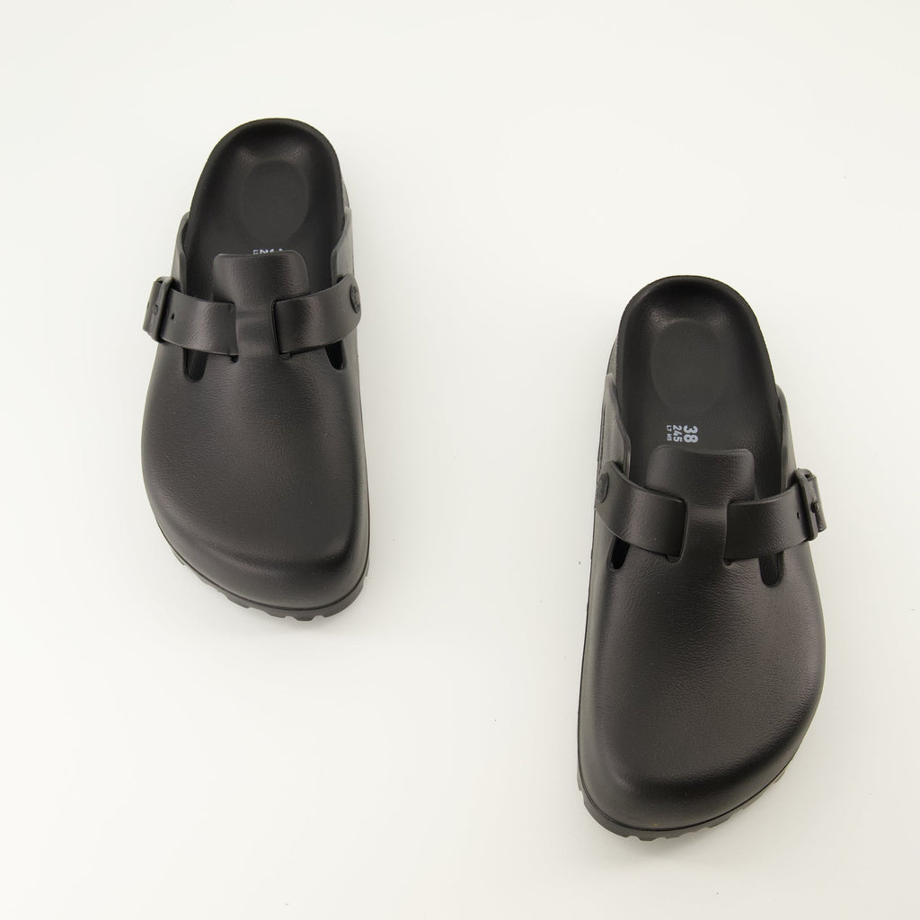 Boston EVA Mules, Birkenstock mules, comfortable footwear, black slip-on shoes, adjustable EVA sandals