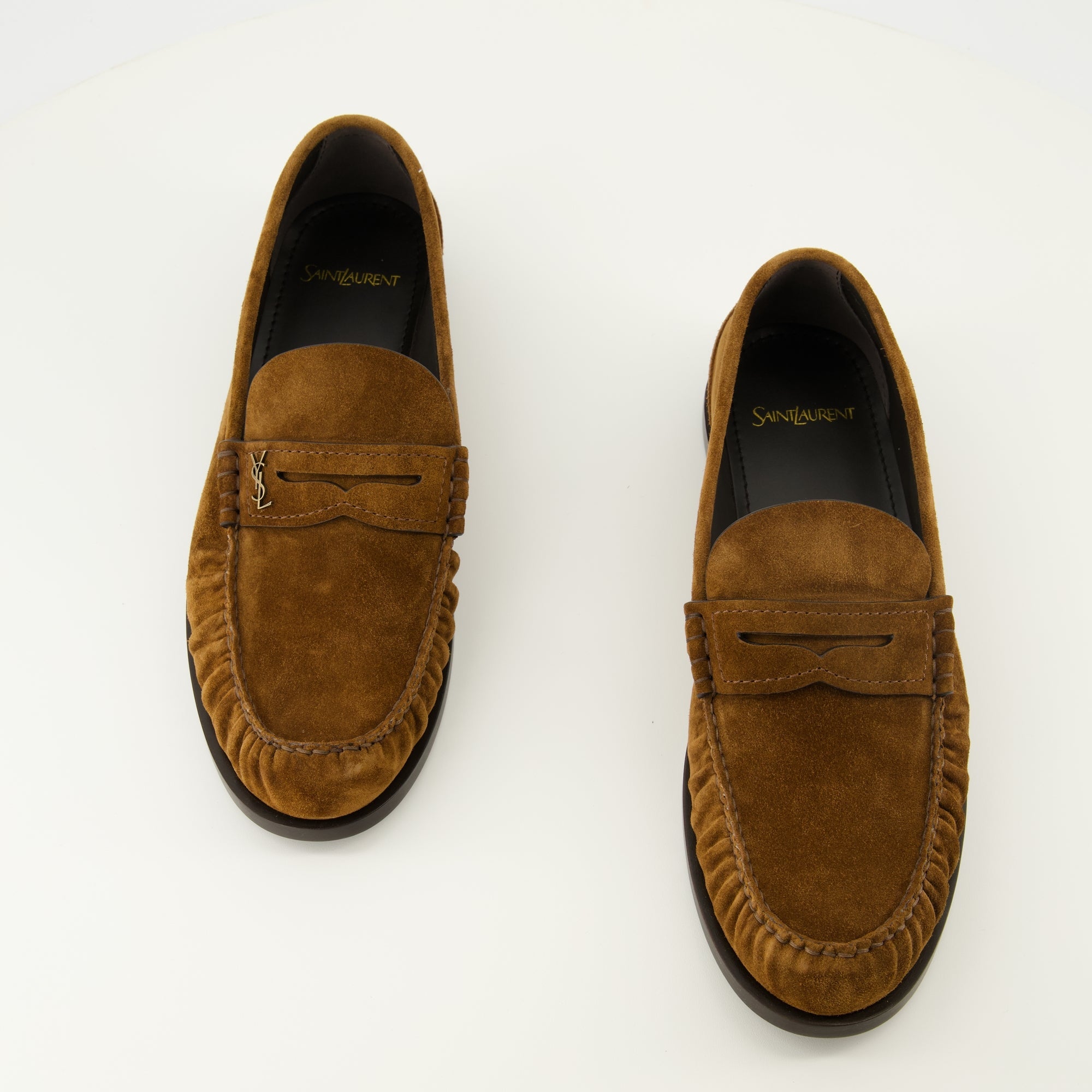 brown suede loafers, Saint Laurent loafers, comfortable loafers, moccasin shoes, stylish footwear