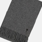 grey wool scarf, Ami Paris, fringed edges, Autumn-Winter 2025, unisex scarf