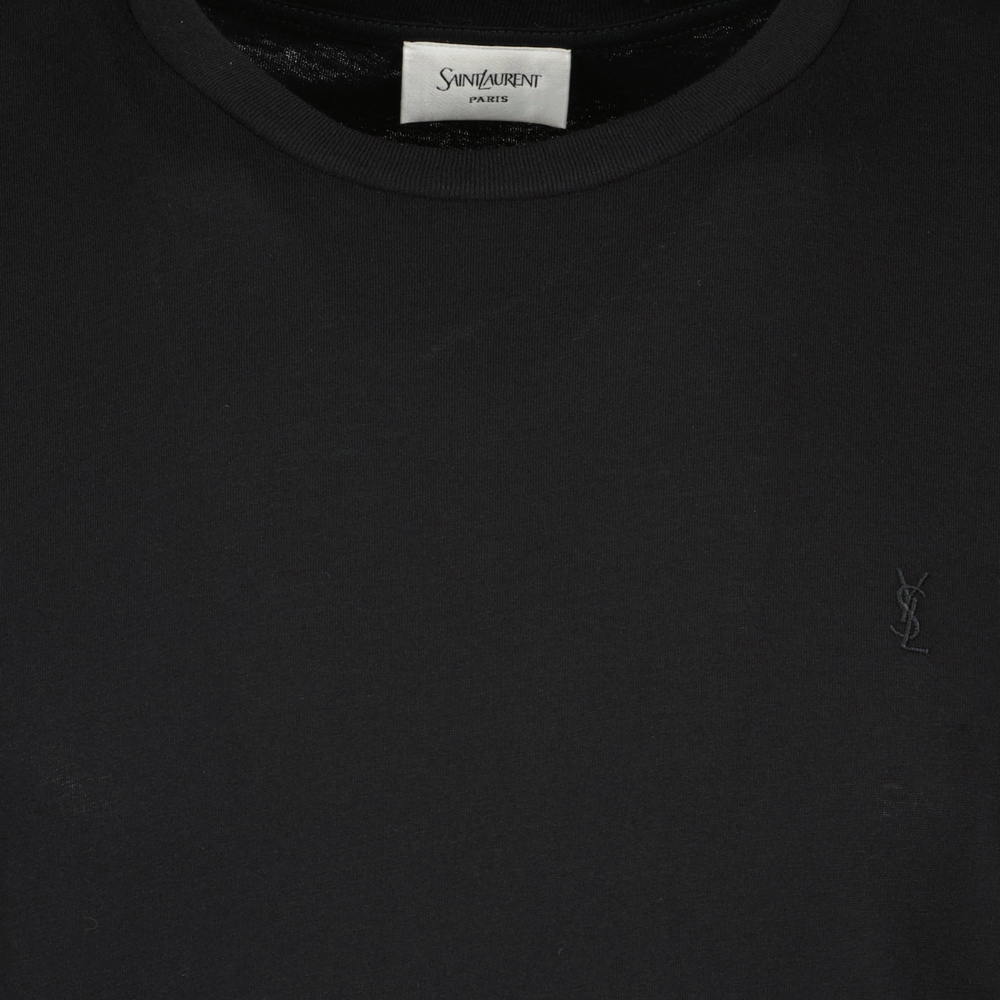 Saint Laurent T-shirt, Cassandre logo, black cotton t-shirt, short sleeve shirt, men's casual wear
