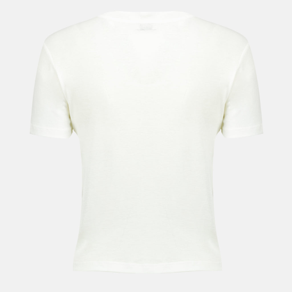 Weißes T-Shirt aus gerippter Baumwolle