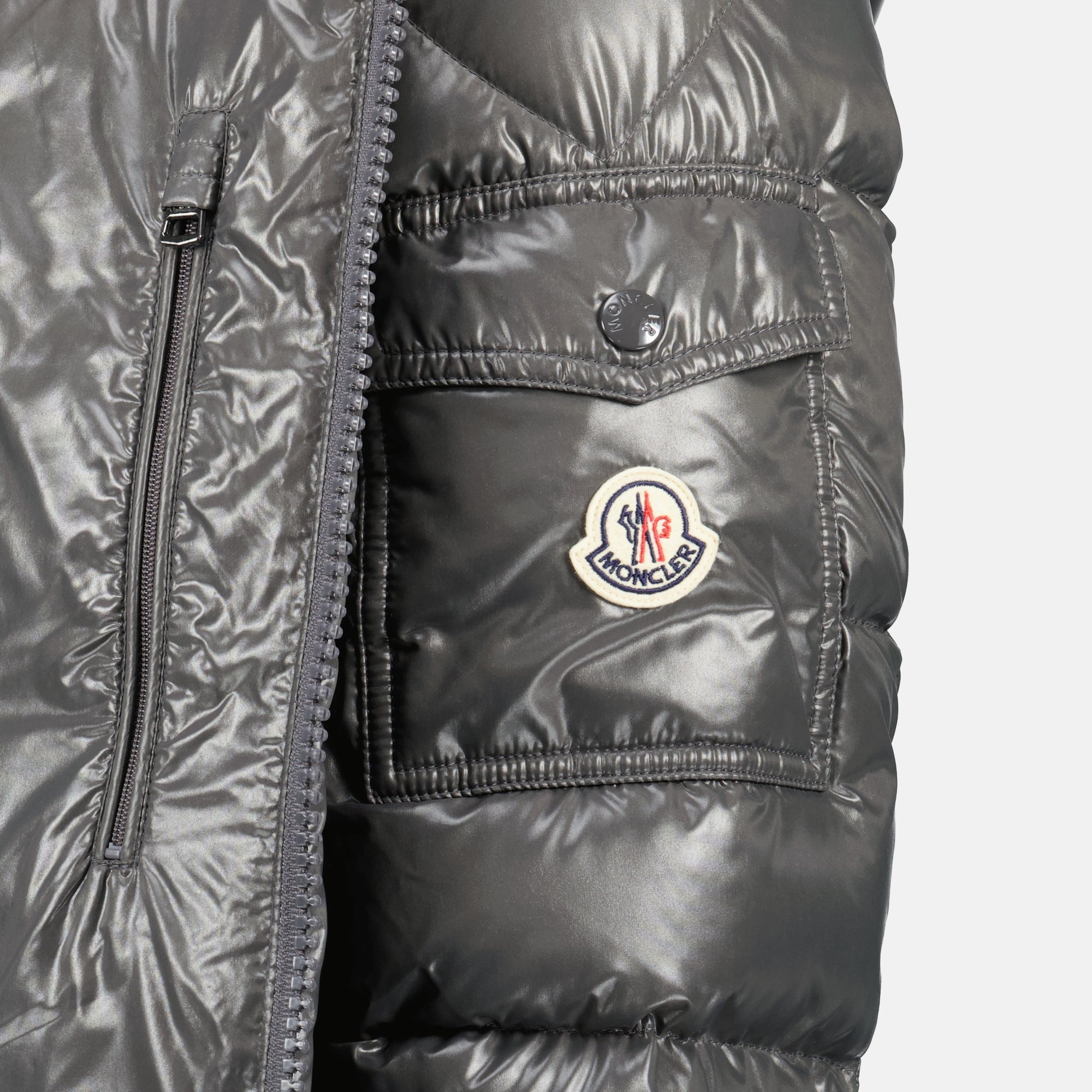 Moncler jacket, grey down jacket, Fall-Winter outerwear, luxury outerwear, down insulated jacket