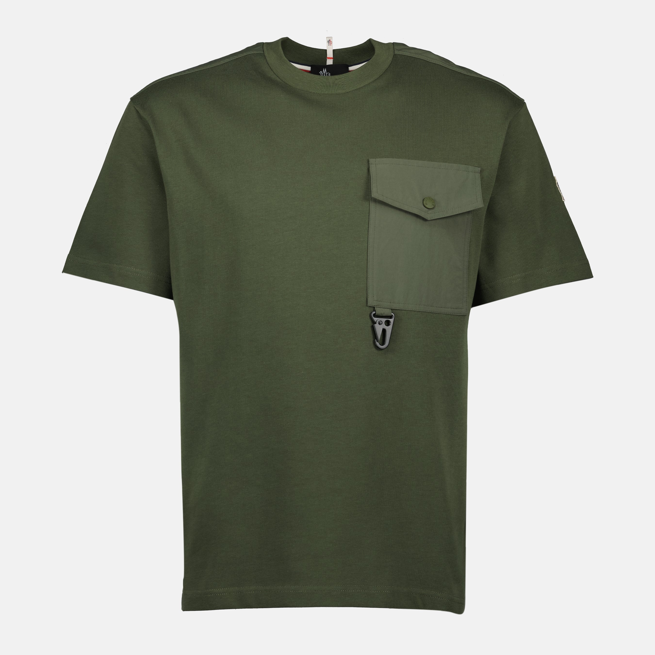 Moncler Grenoble, Kaki Pocket T-Shirt, men's t-shirt, fashion t-shirt, premium cotton t-shirt