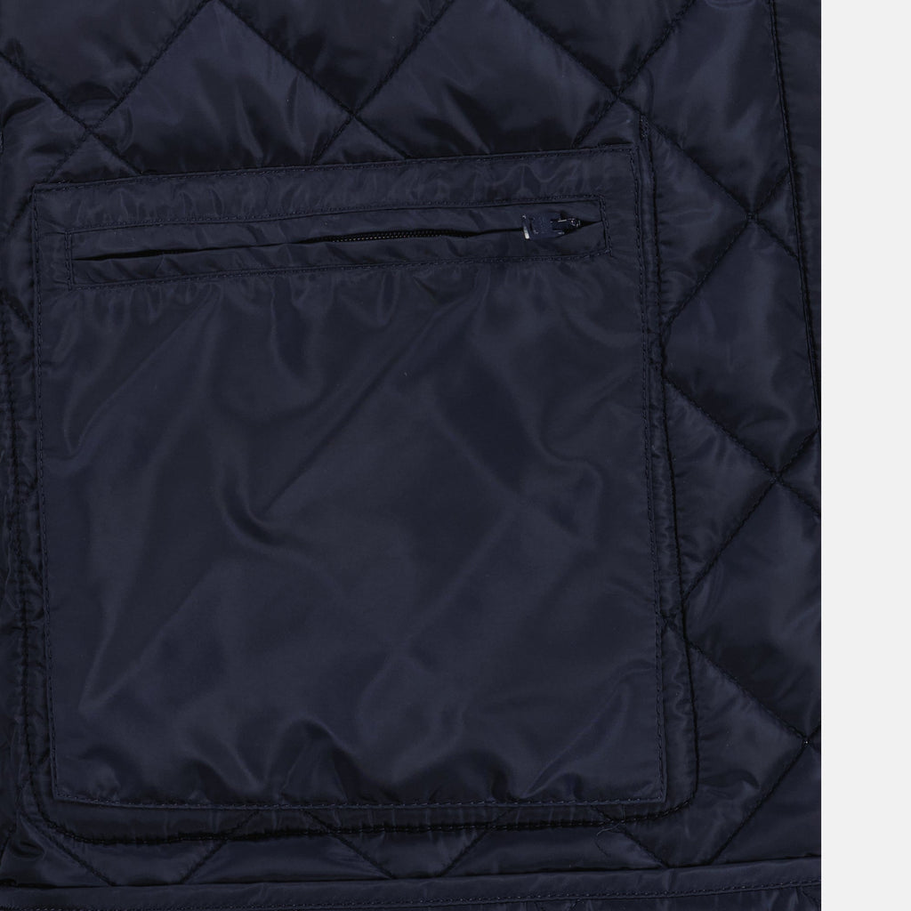 Prada jacket, blue quilted jacket, men's outerwear, Fall-Winter collection, luxury fashion