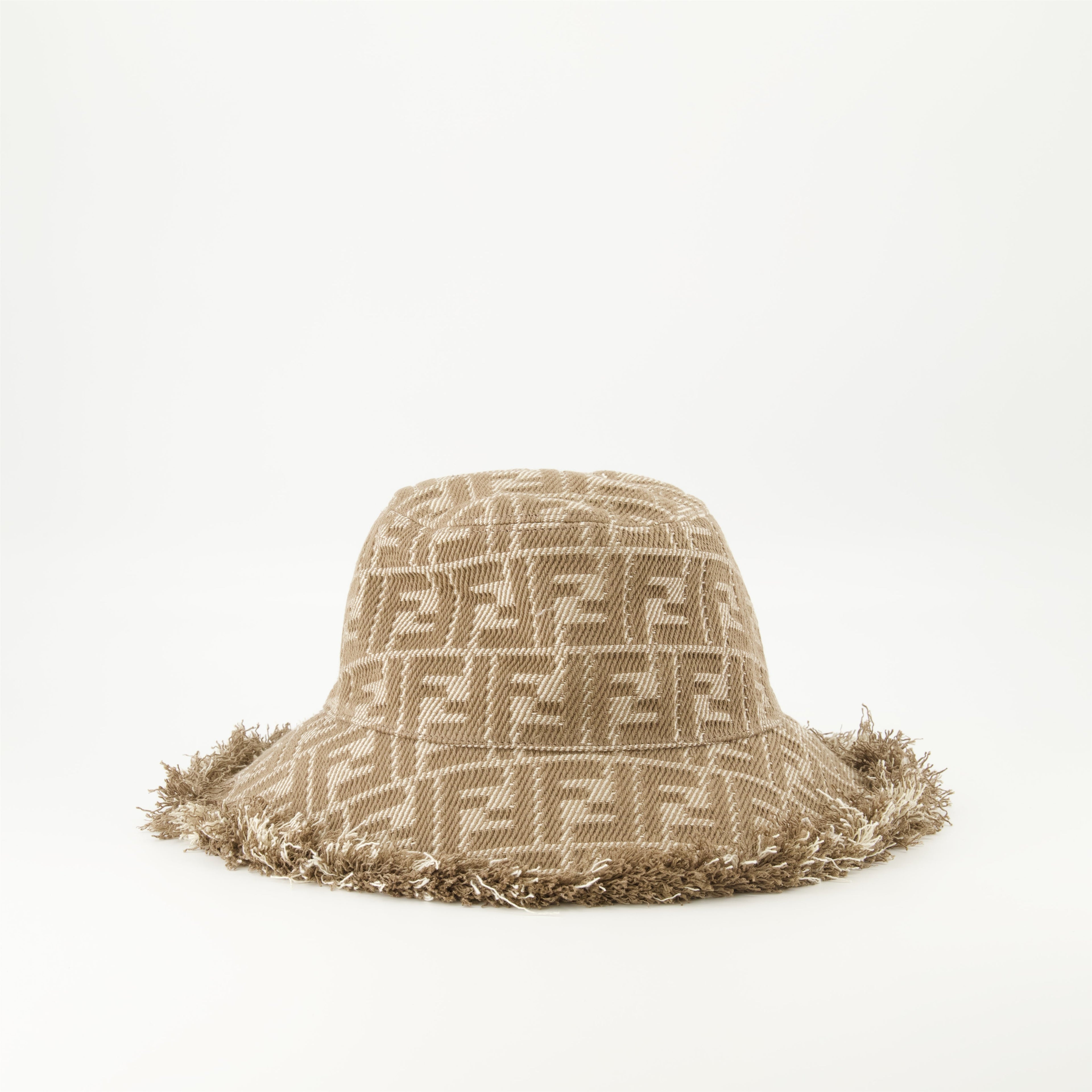 Fendi hat, denim hat, brown hat, trendy accessory, unique logo