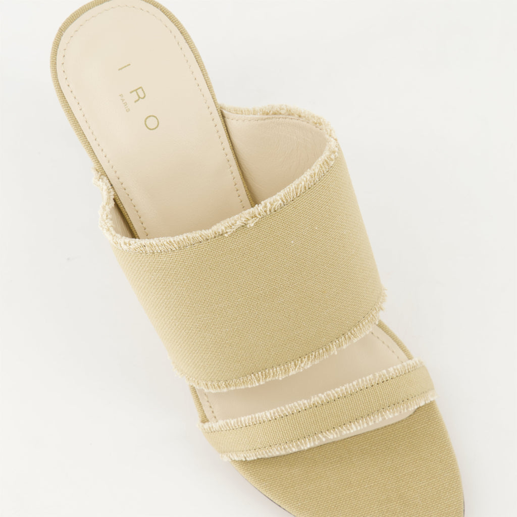mules, Garnett, beige canvas, Spring-Summer collection, women’s footwear