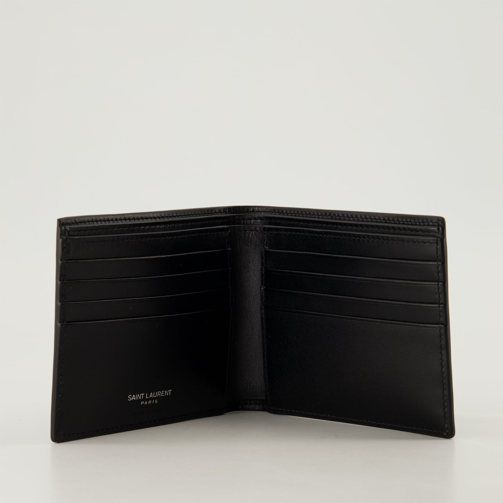 YSL wallet, black leather wallet, Cassandre logo wallet, card holder wallet, Saint Laurent wallet