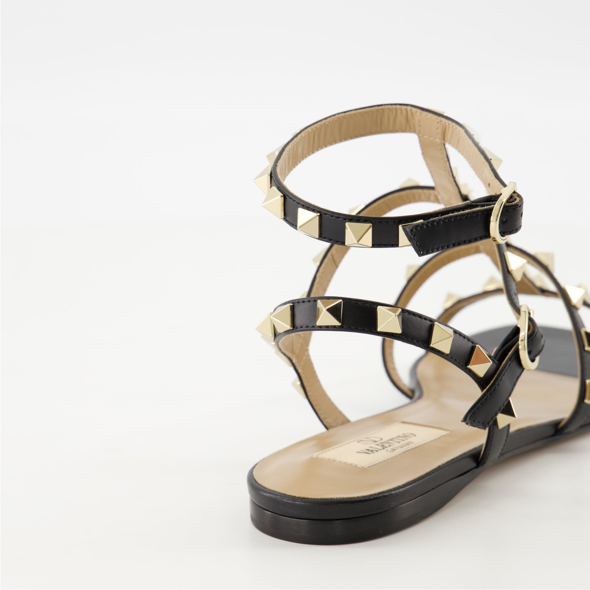 Black Leather Sandals, Rockstud Sandals, Valentino Garavani, Designer Sandals, Luxury Accessories