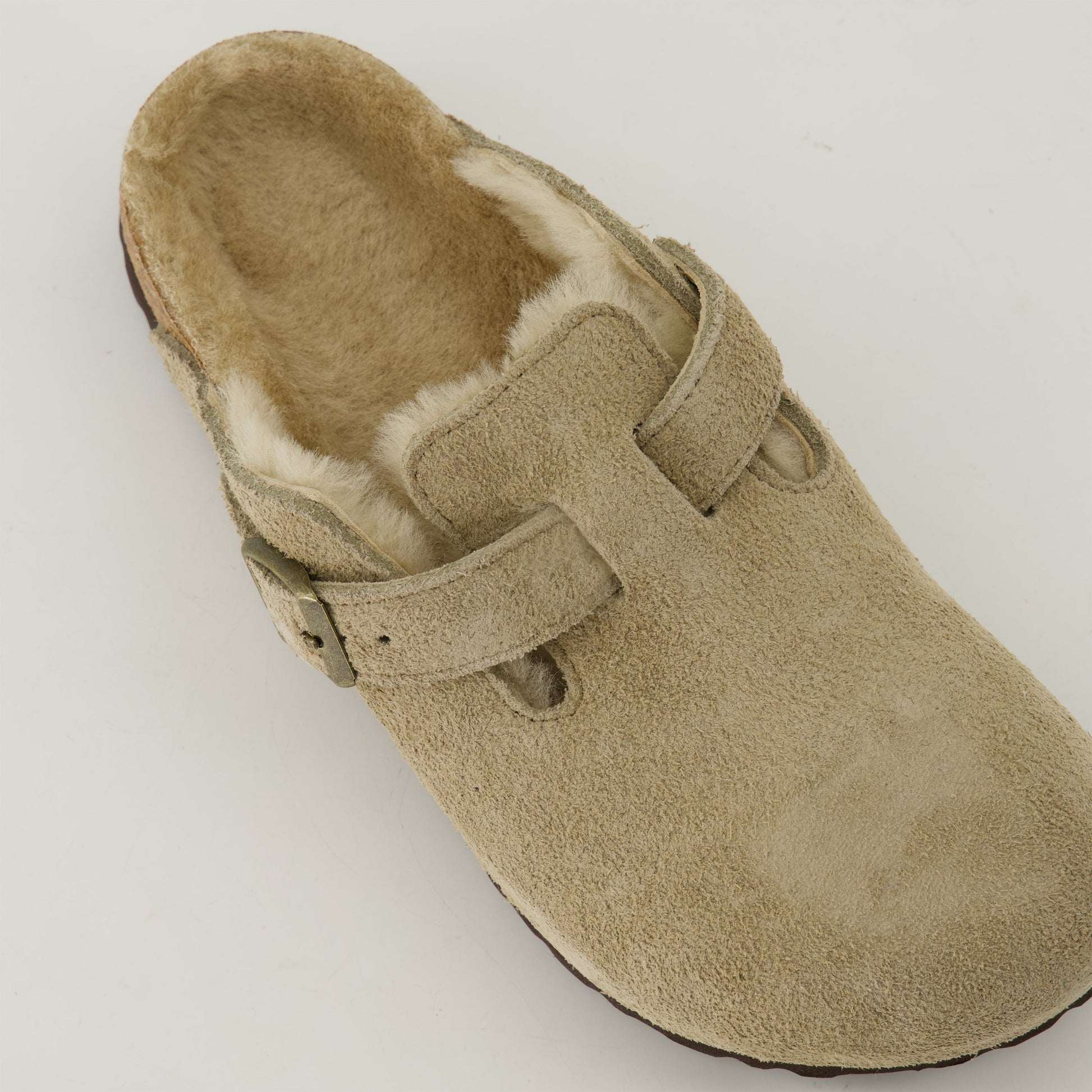 Birkenstock, Beige Fur Mules, Footwear Comfort, Adjustable Fit, Autumn-Winter Shoes