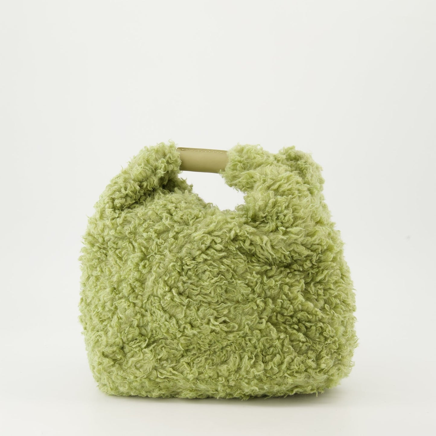 green shoulder bag, luxury wool bag, MM6 Autumn-Winter 2024, designer accessory, leather and wool bag