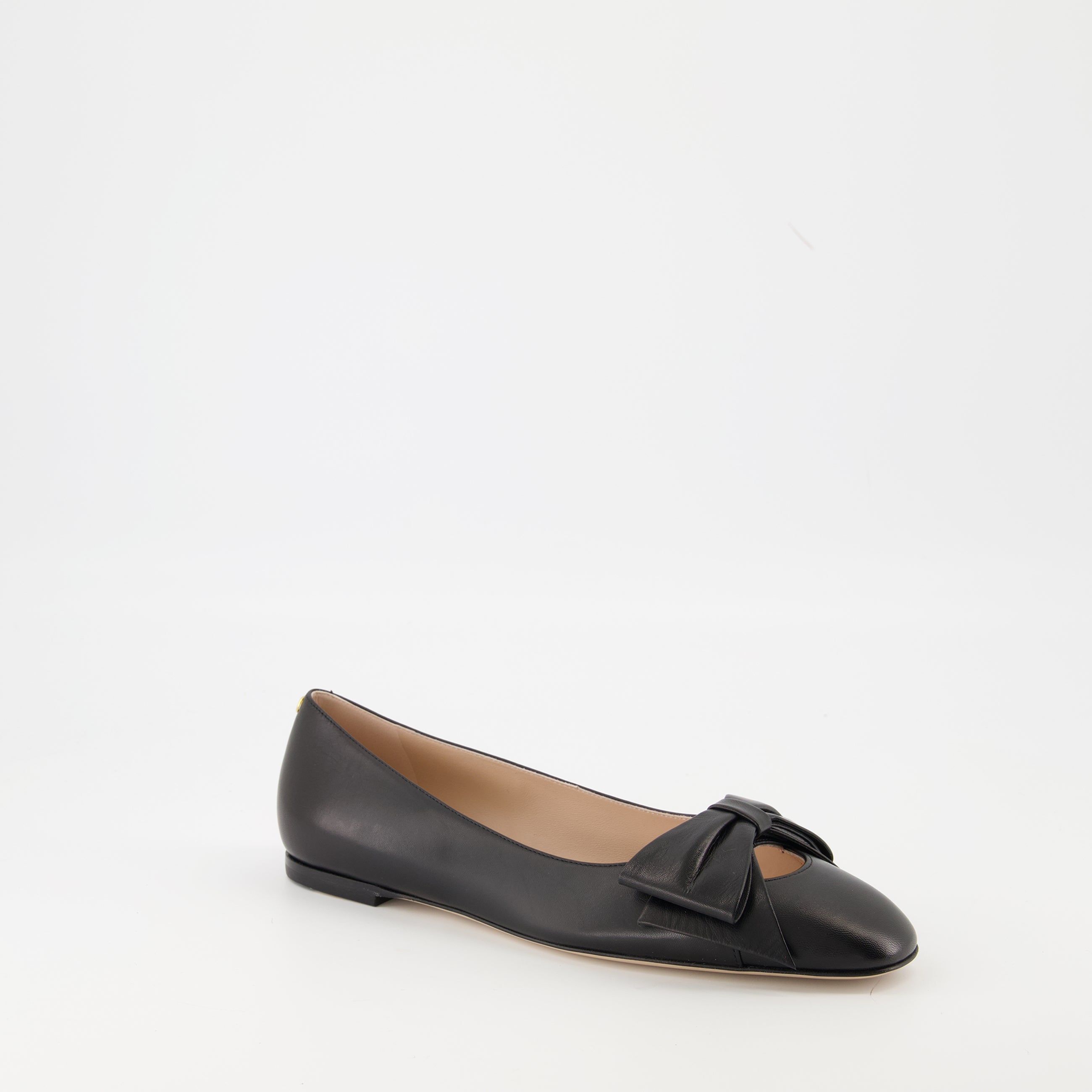 Valentino ballerinas, Bowow design, black goatskin flats, VLogo Signature, luxury footwear