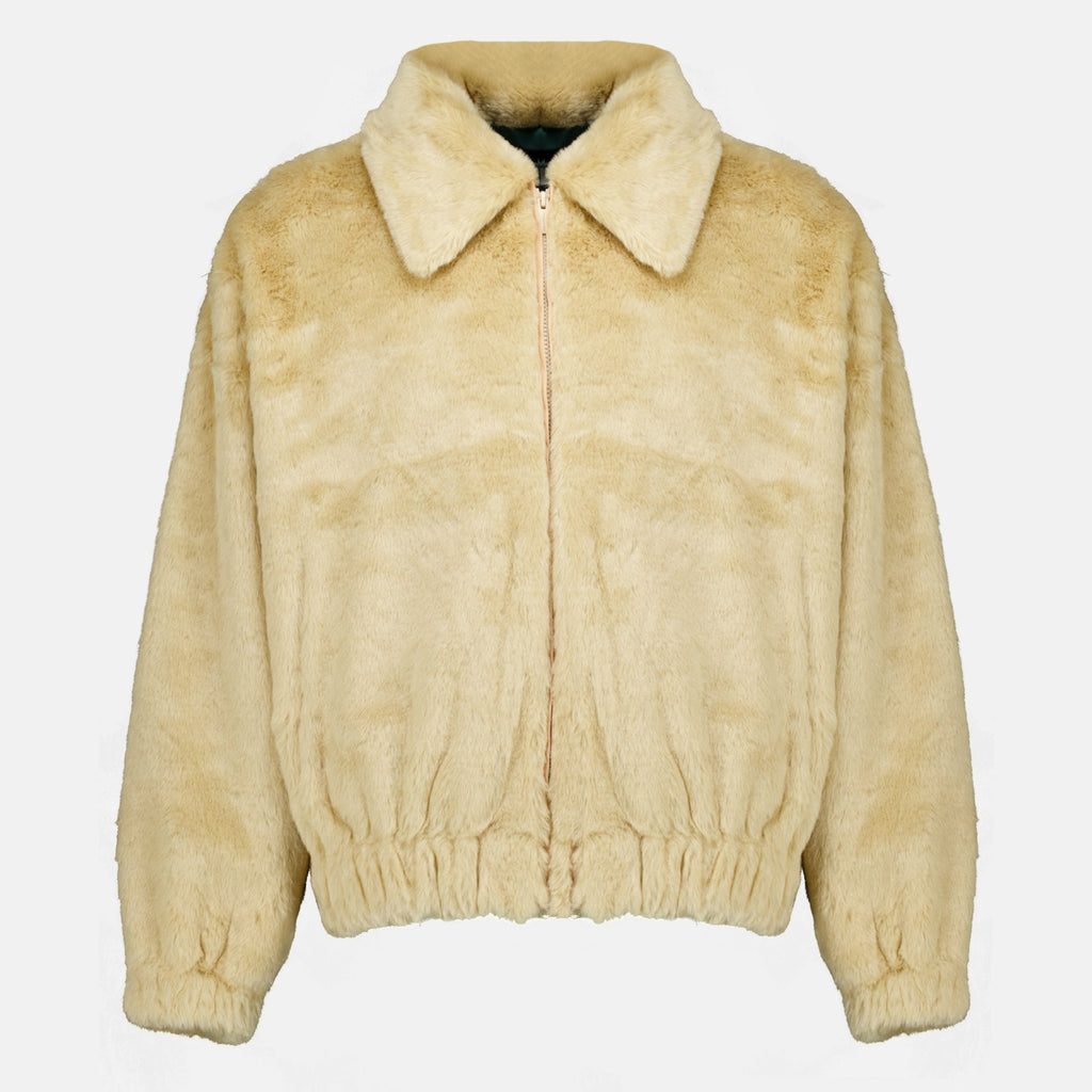 Beige jakke i fuskepels