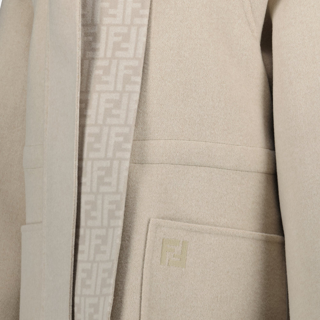 Fendi parka, greige wool parka, women's outerwear, removable hood, Autumn-Winter collection