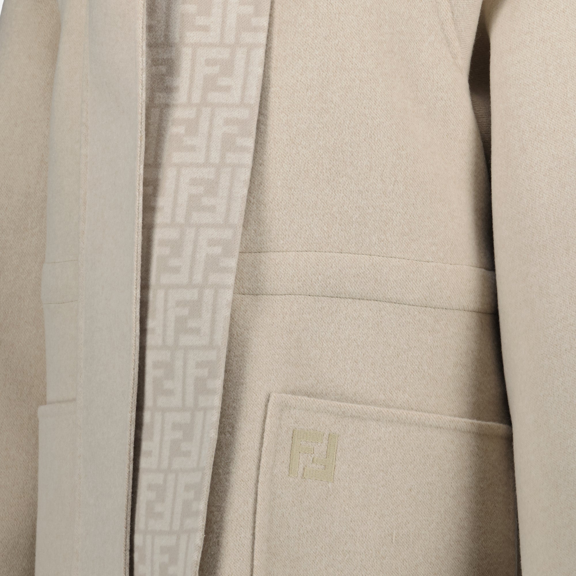 Fendi parka, greige wool parka, women's outerwear, removable hood, Autumn-Winter collection