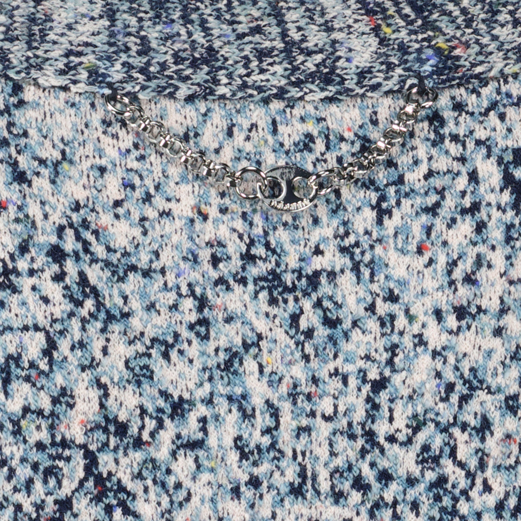 Tweed Effekt Blauer Cardigan