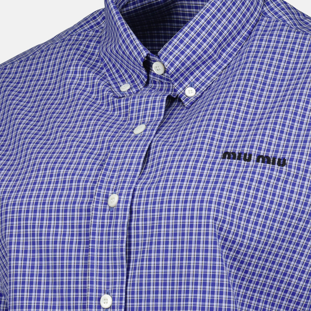 blue checkered shirt, Miu Miu shirt, Spring-Summer 2026 fashion, cotton shirt, women's fashion