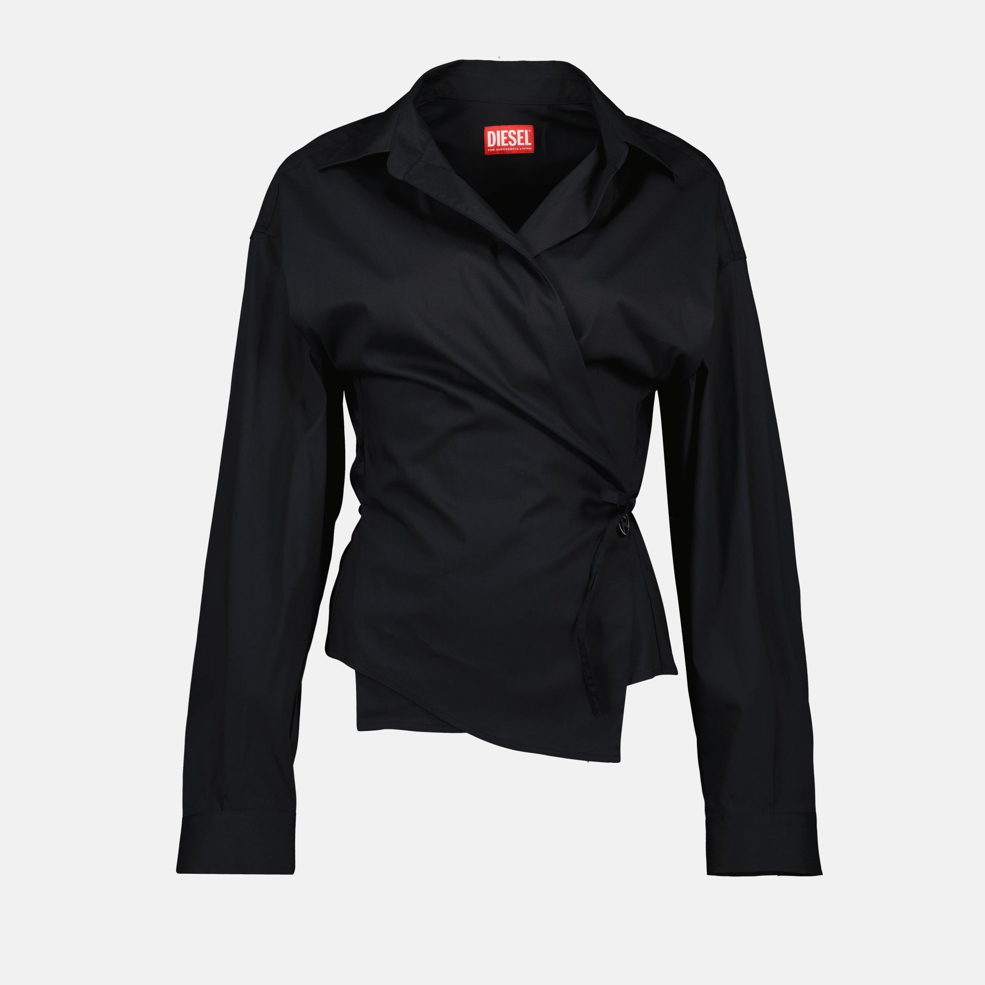 black shirt, Diesel V-Delphi, poplin shirt, women's fashion, tailored fit