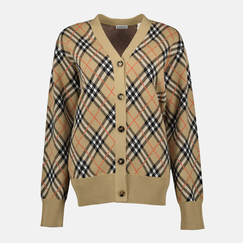 Check cardigan, wool cardigan, Burberry clothing, Fall-Winter collection, women's fashion