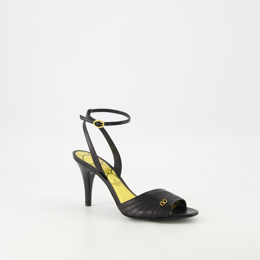 black heeled sandals, Ladycrush, adjustable ankle strap sandals, Valentino Garavani sandals, luxury footwear