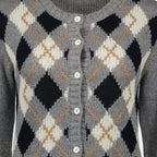Image of Plaid Wool Cardigan by Prada for Women - Season Autumn-Winter 2025 - Product detail view 3
