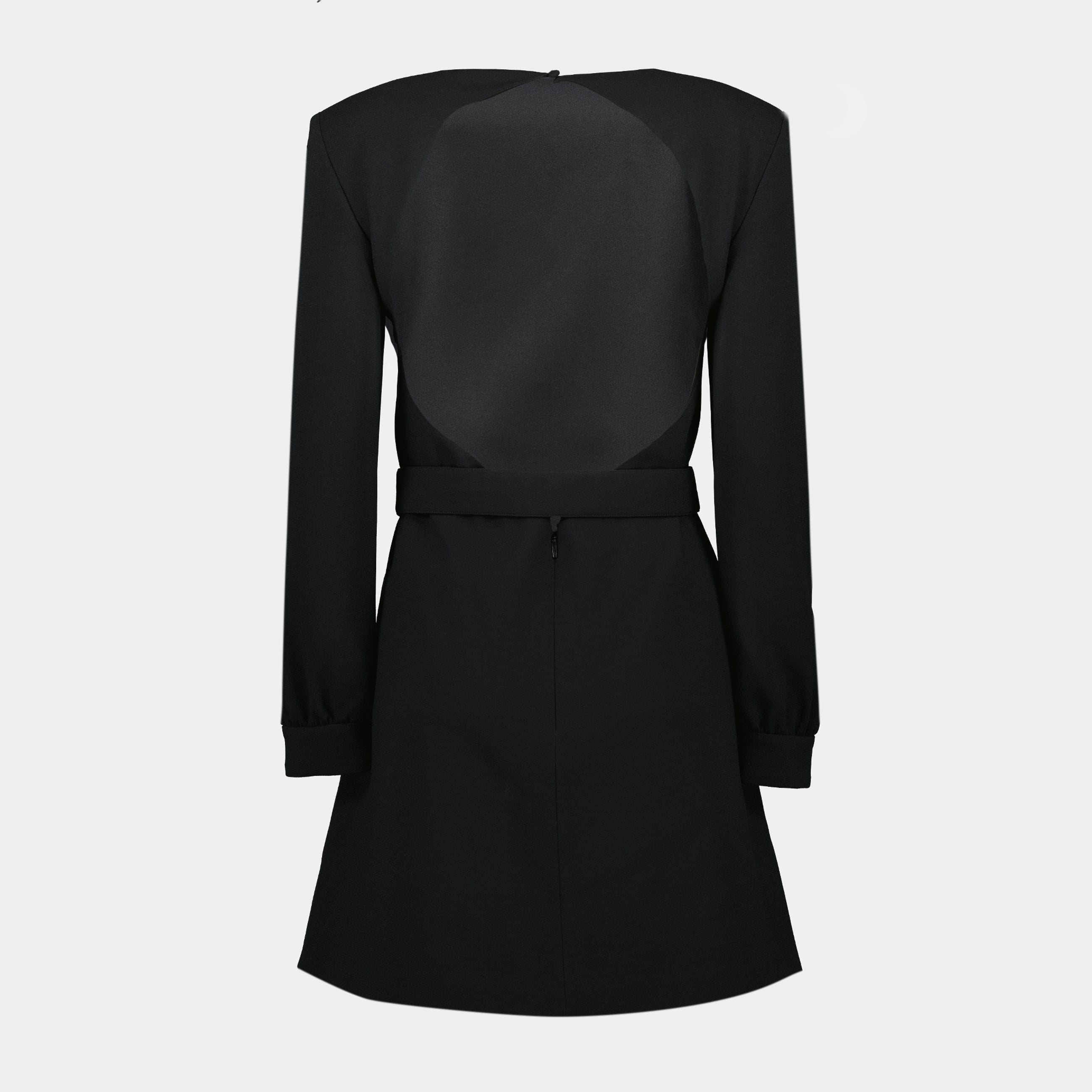 Saint Laurent dress, black backless dress, Autumn-Winter collection, fitted silhouette, designer women's dress