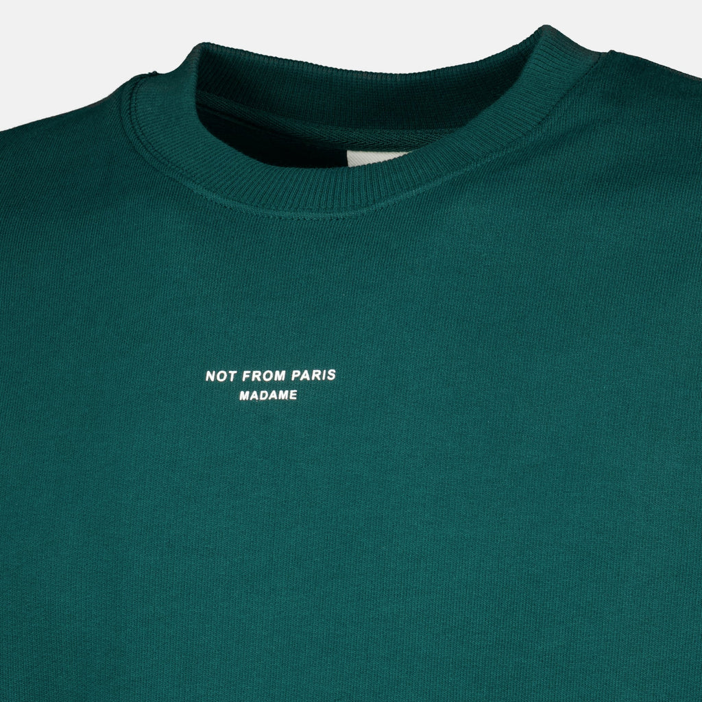 Slogan Classique Vert Sweatshirt