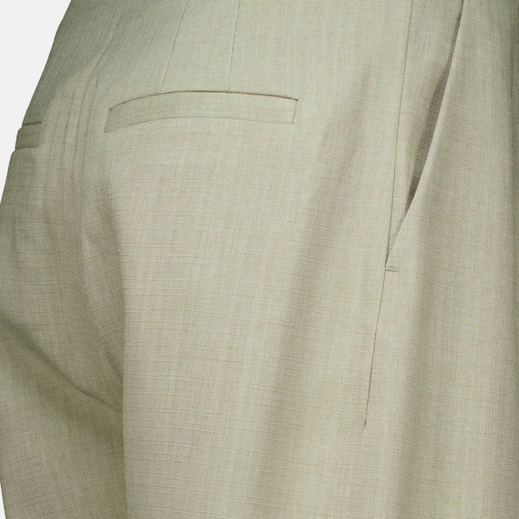 Kaki Wide Trousers with Pleats