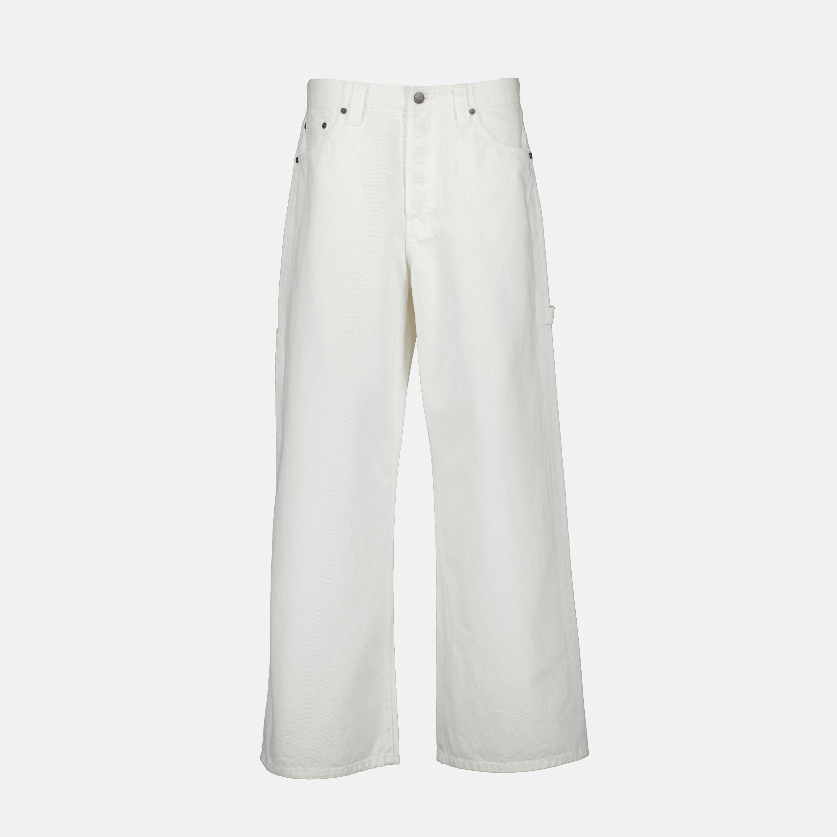 Khaite Sowen jeans, white wide-leg jeans, chic denim, five-pocket design, comfortable stylish jeans