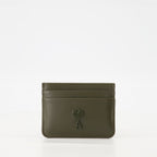AMI de Coeur, card holder, khaki green, leather accessory, unisex wallet