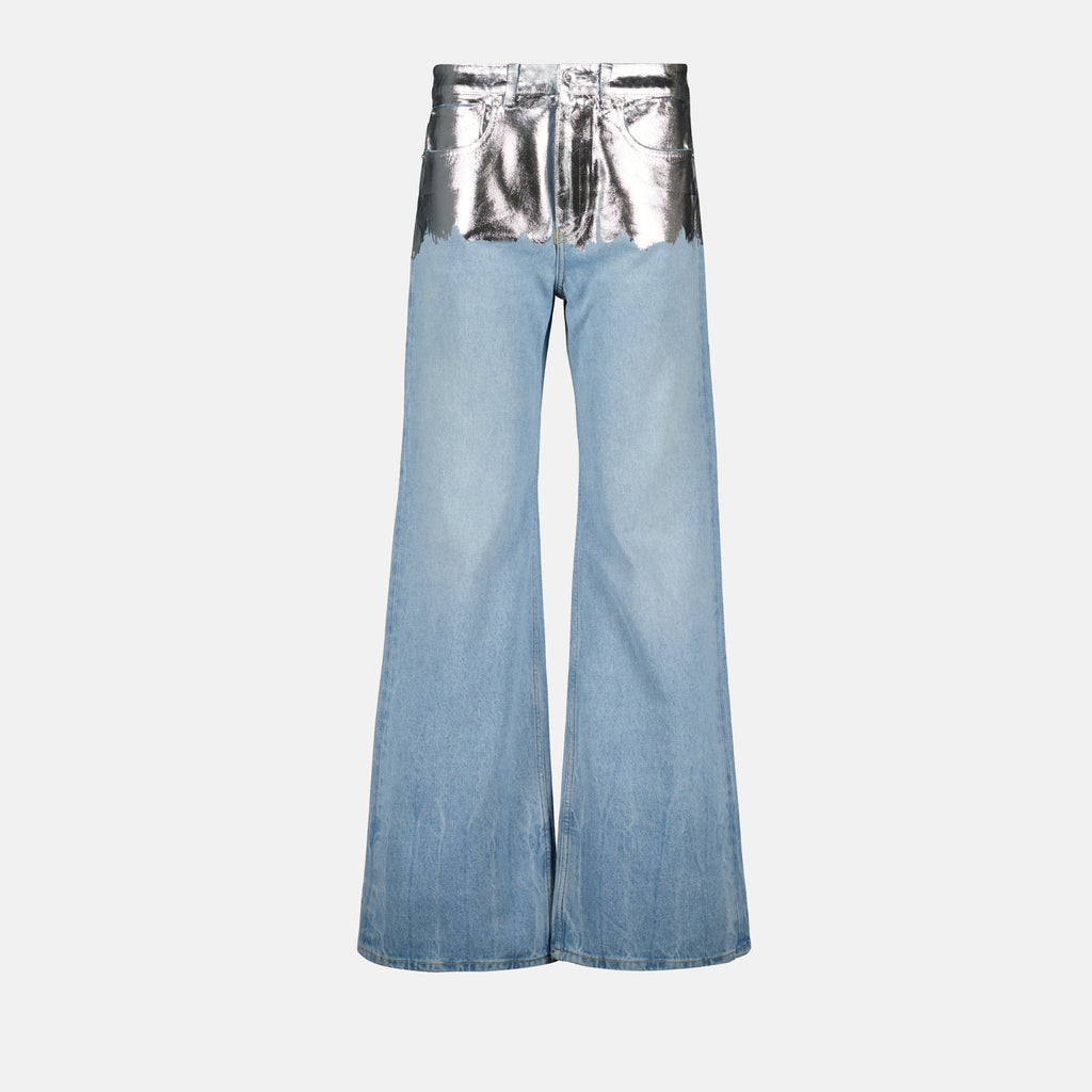 Silver Foil Denim Baggy Jeans