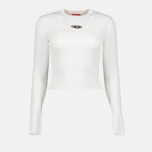 M-Valari White Ribbed Viscose Sweater