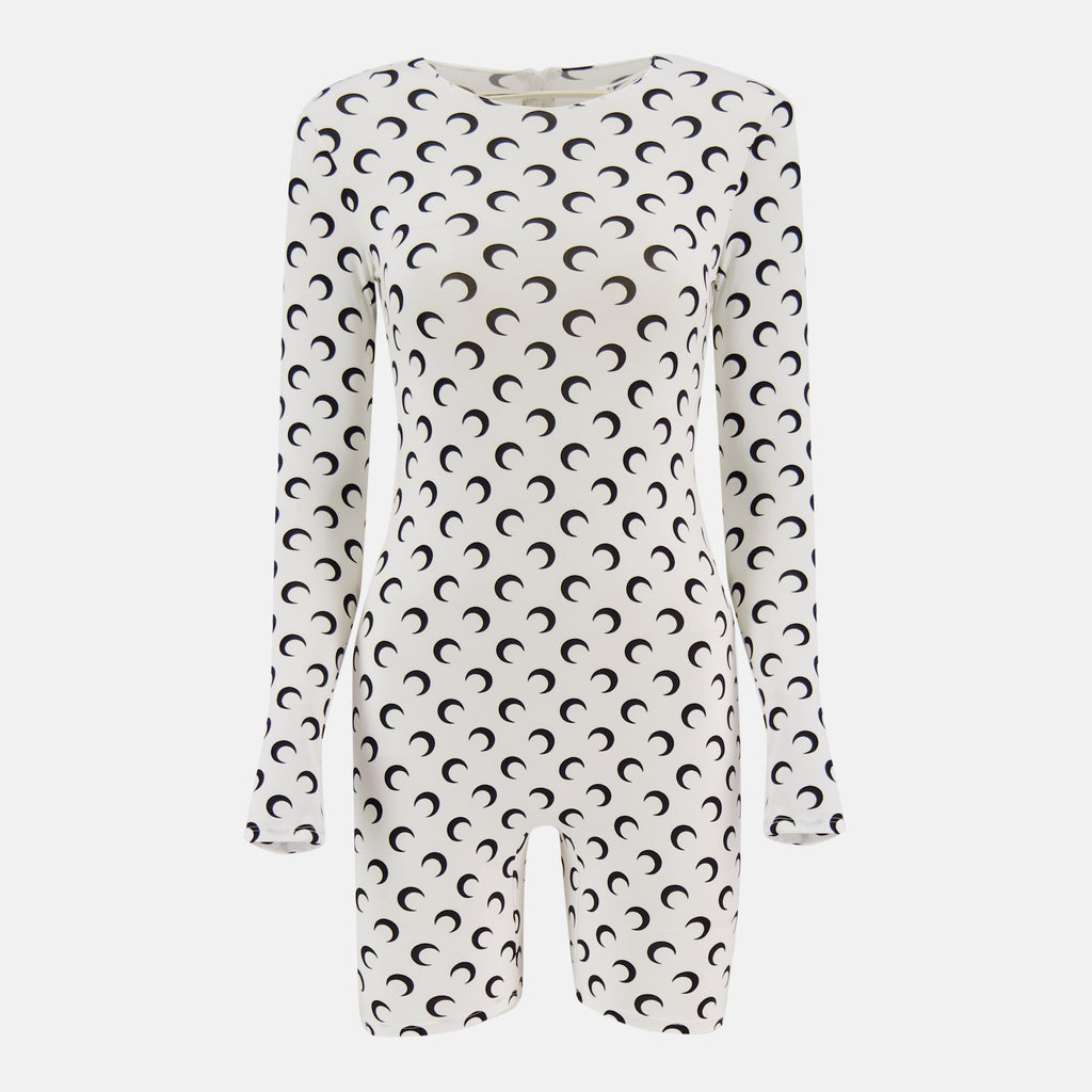 short jumpsuit, Marine Serre, Moon print, Autumn-Winter 2025, polyamide garment
