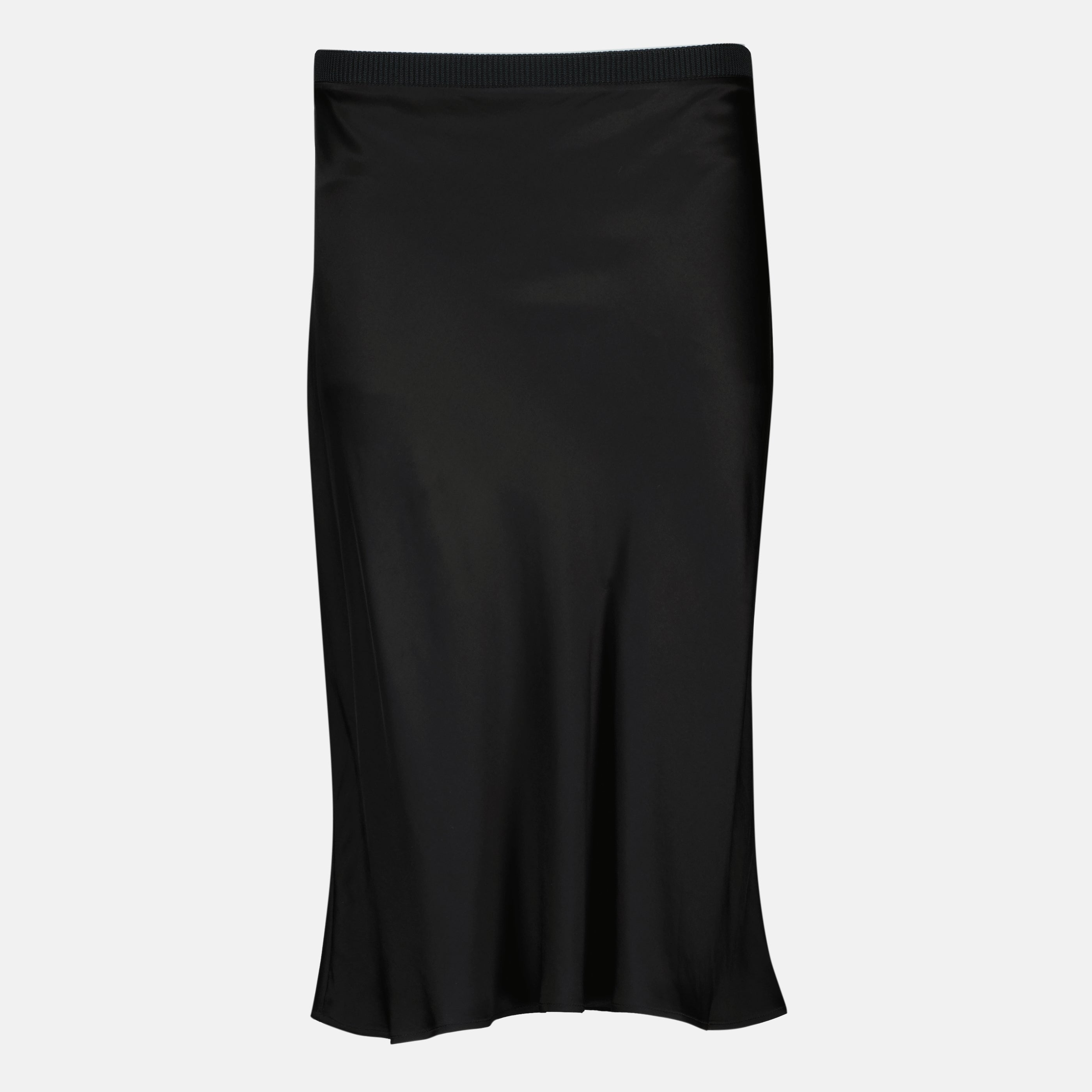 Midi Black Satin Effect Skirt