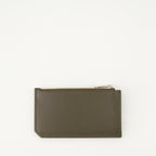 smooth leather card holder, green card holder, Saint Laurent accessory, luxury card holder, autumn winter 2024 accessories