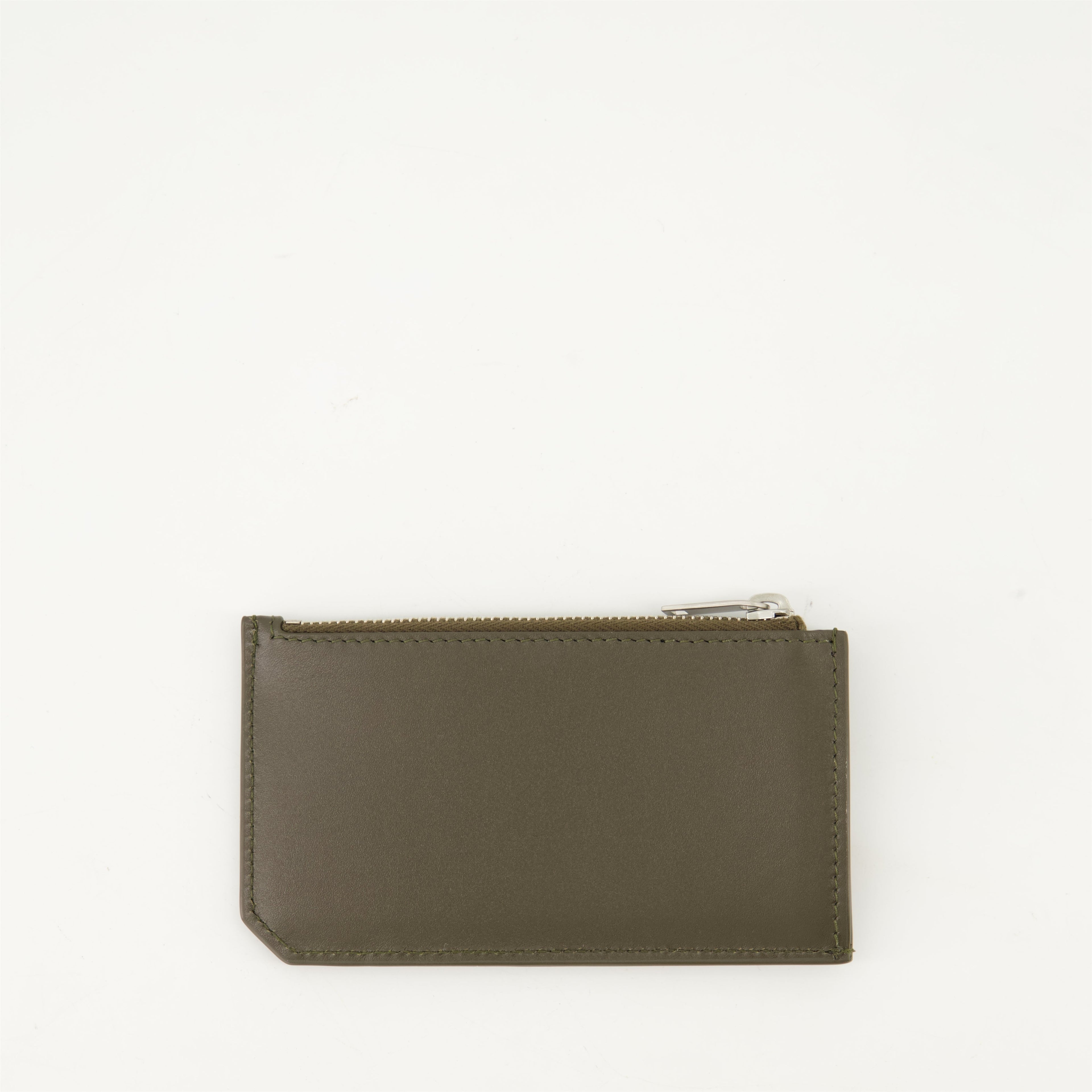 smooth leather card holder, green card holder, Saint Laurent accessory, luxury card holder, autumn winter 2024 accessories
