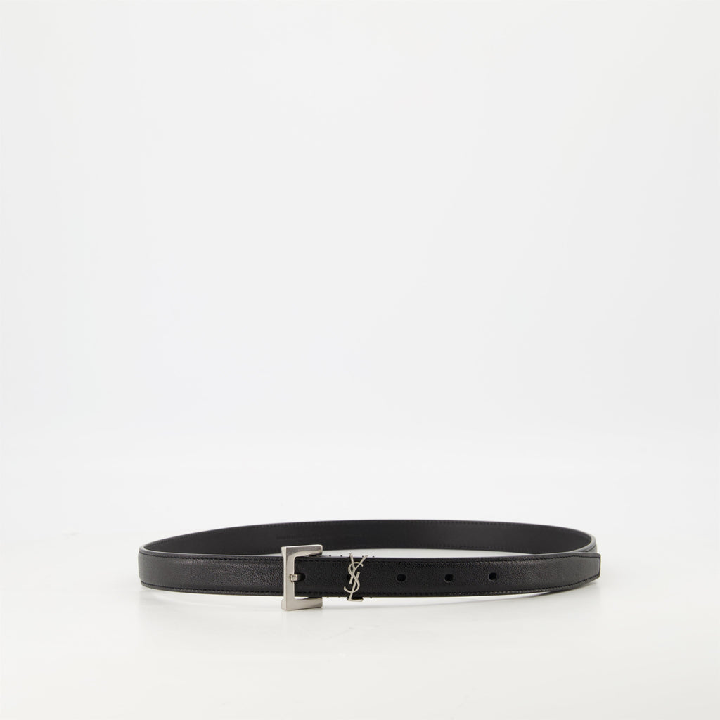 leather belt, Saint Laurent, Cassandre belt, smooth leather, adjustable belt