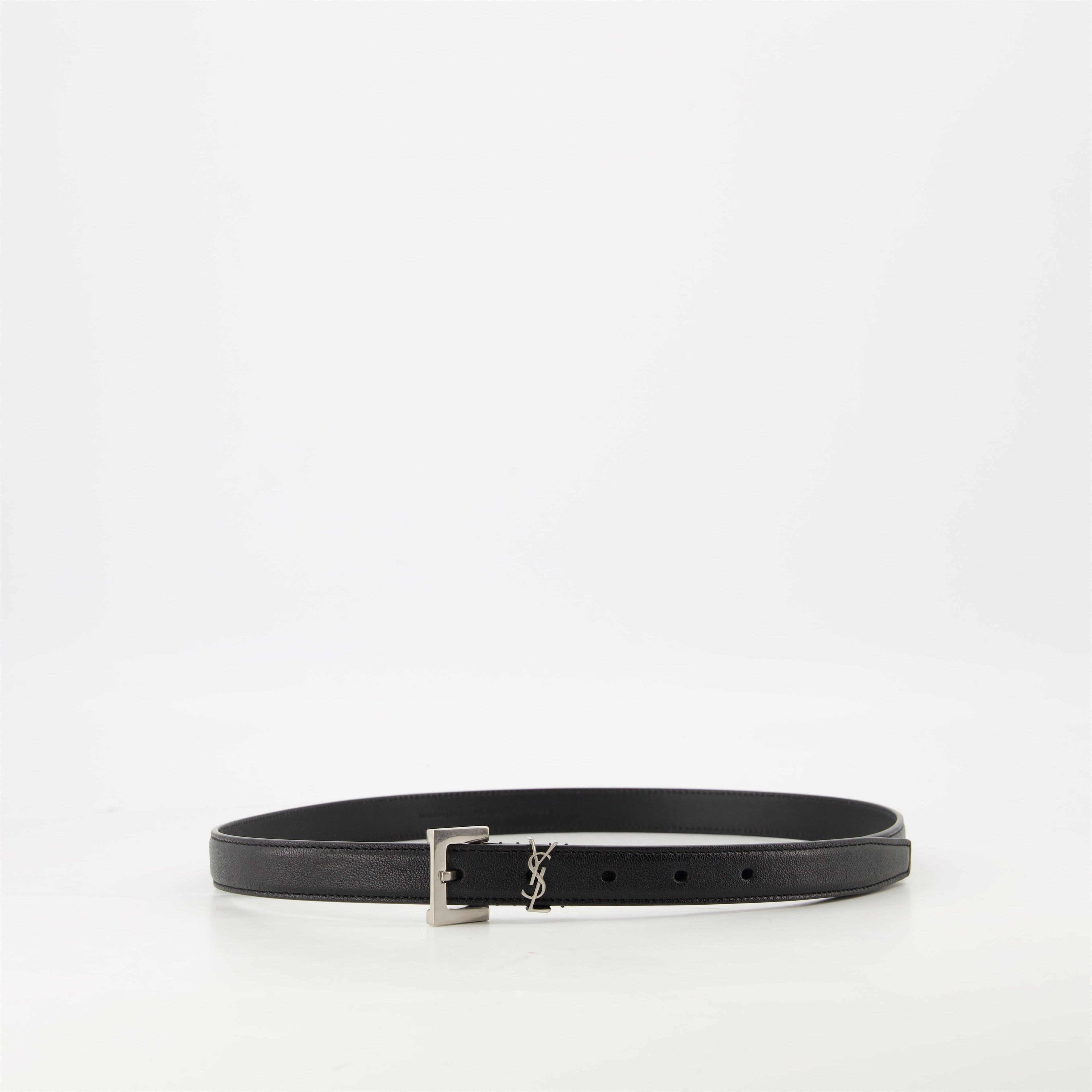 leather belt, Saint Laurent, Cassandre belt, smooth leather, adjustable belt