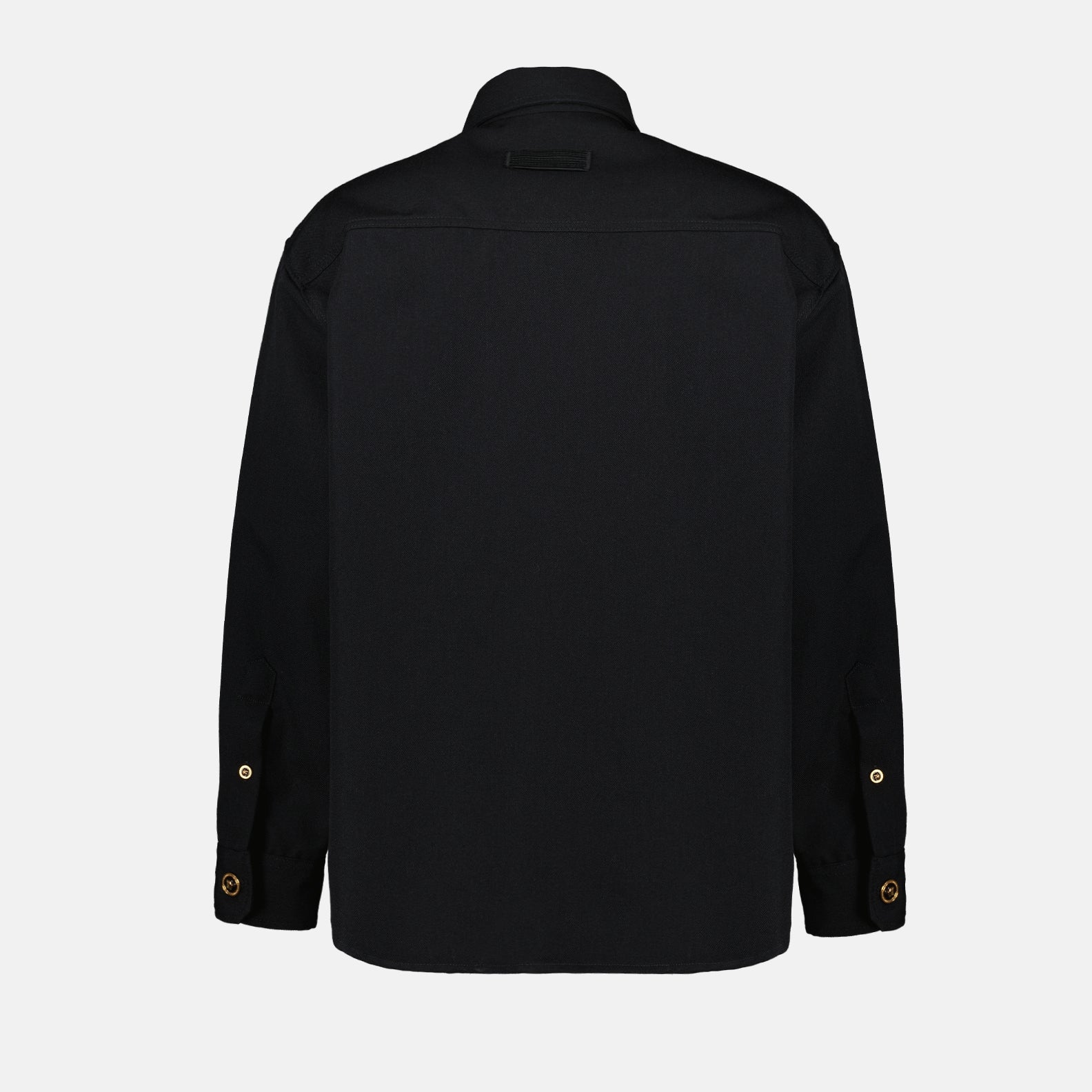 black wool overshirt, Versace Autumn-Winter 2024, luxury overshirt, classic collar, premium men's fashion