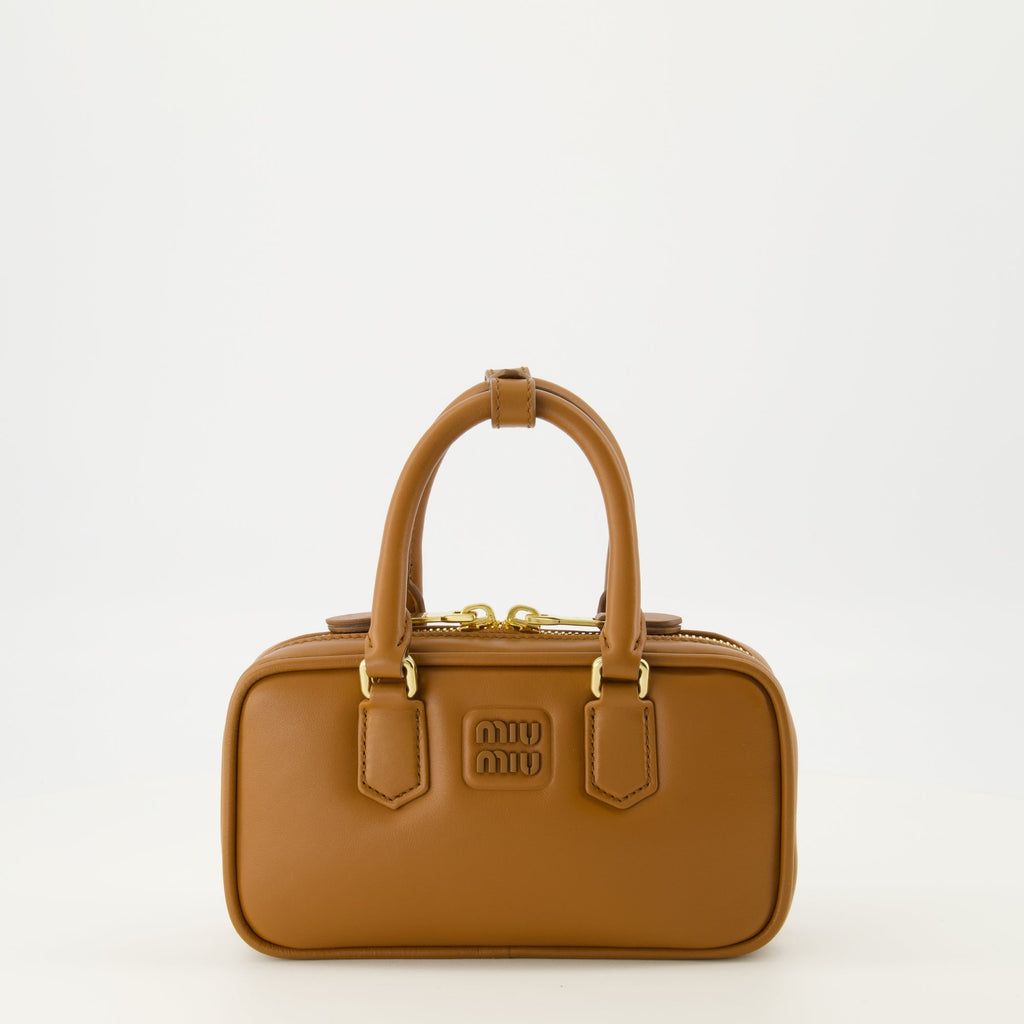 Miu Miu sac acardie, brown leather bag, luxury handbag, calfskin leather, designer accessories