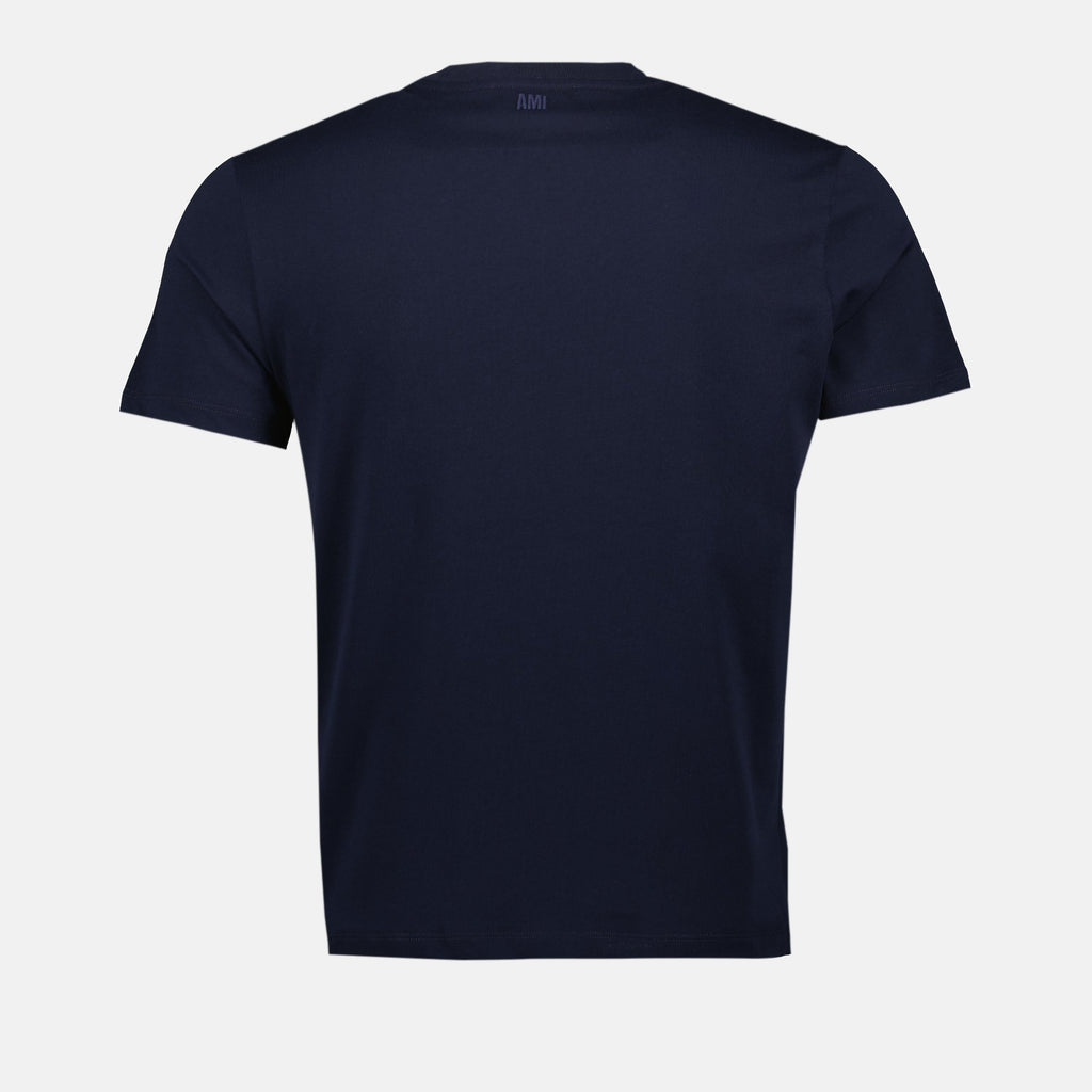 AMI Paris T-shirt, organic cotton t-shirt, navy blue t-shirt, unisex apparel, Spring Summer 2025 collection
