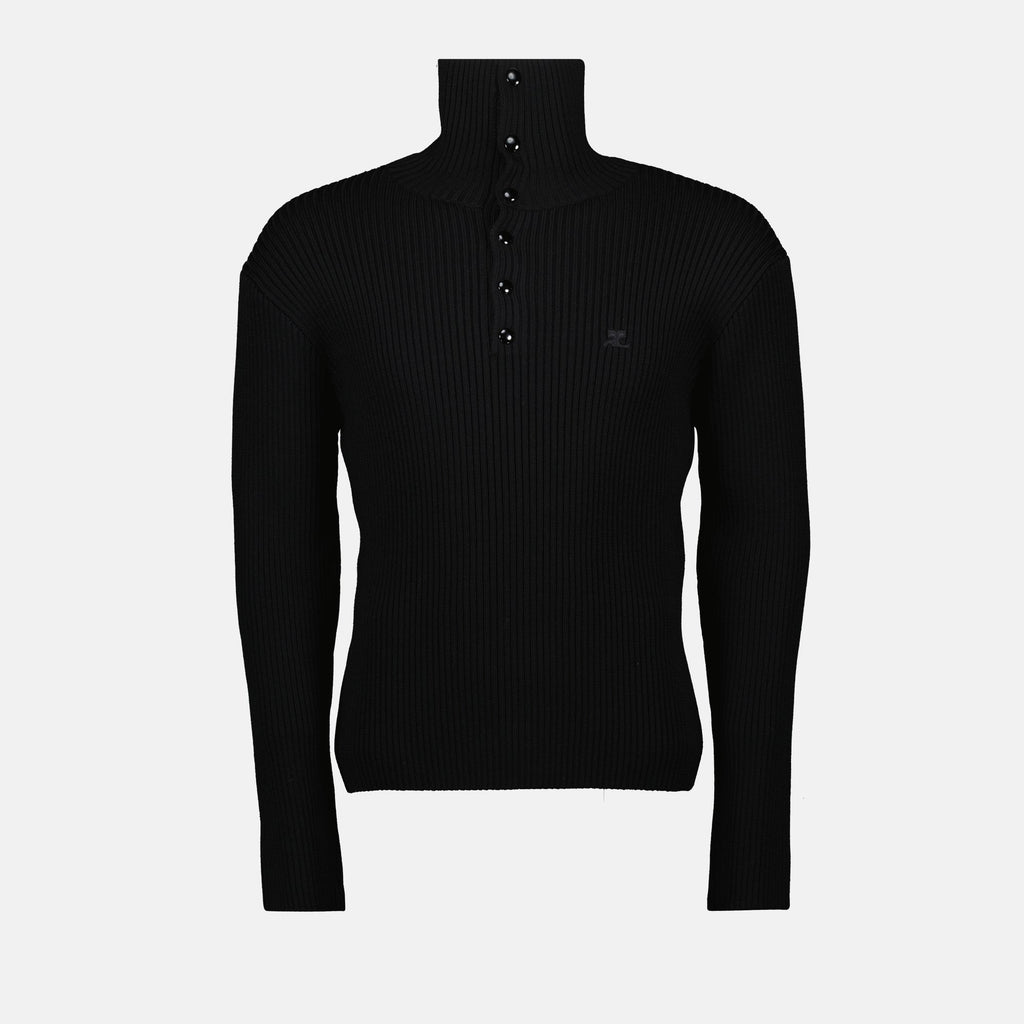 black wool polo courreges men 15434779689340