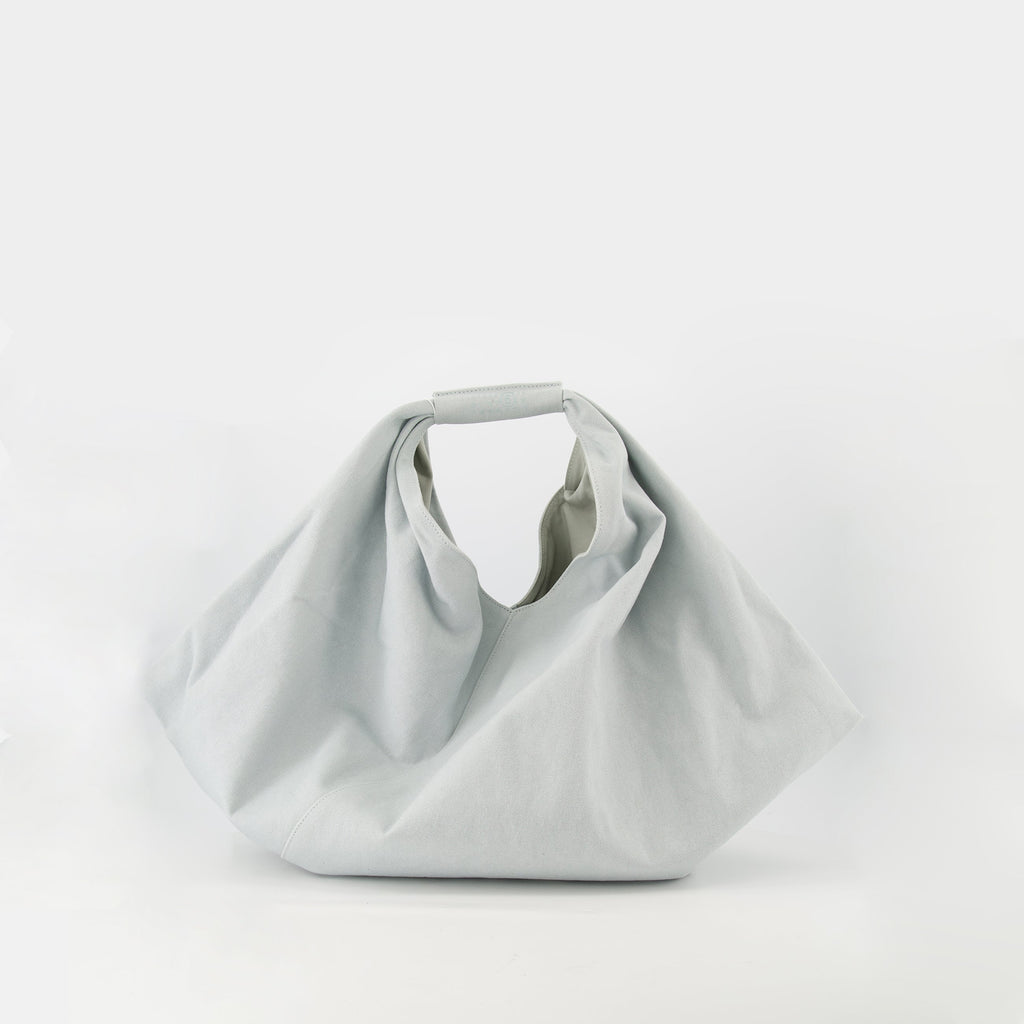 origami bag, cotton bag, grey blue bag, unisex accessory, versatile design