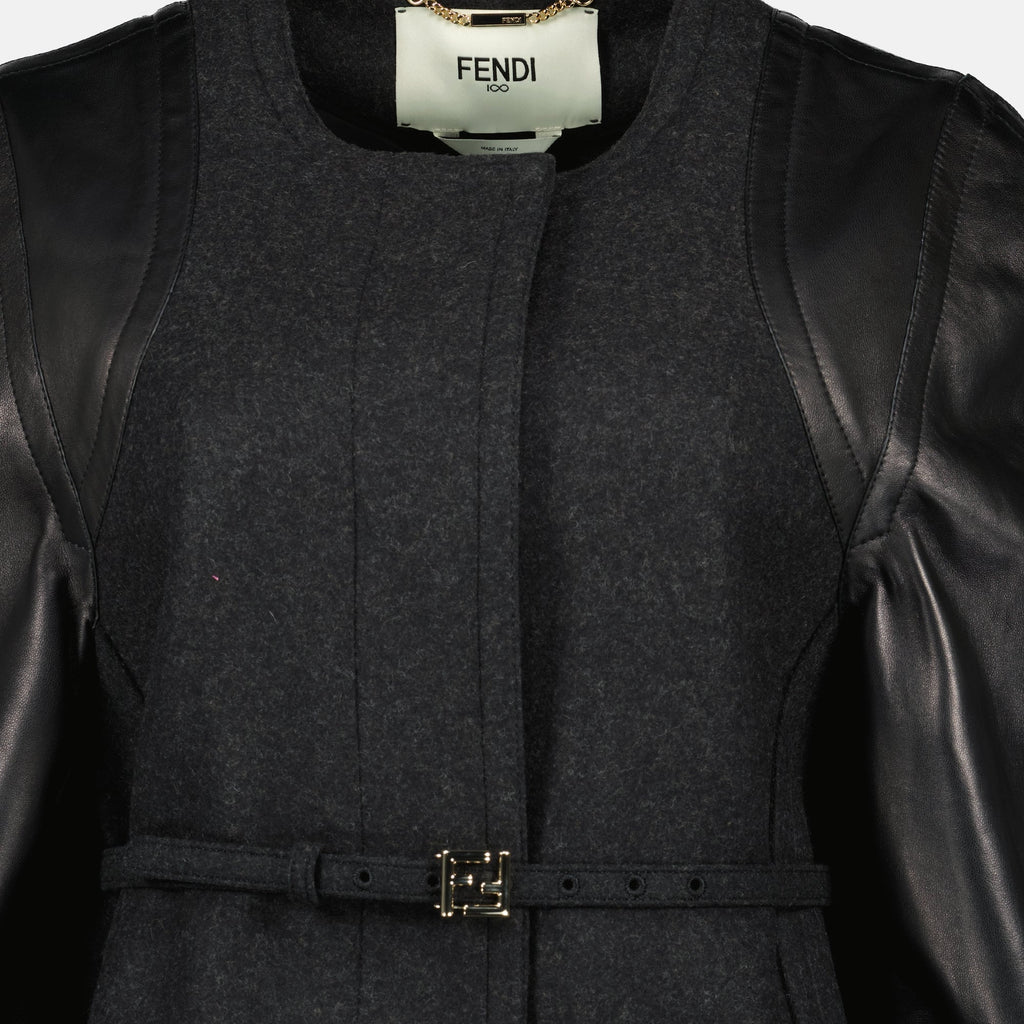 Fendi blouson, wool leather jacket, autumn winter fashion, designer outerwear, women's fashion jacket