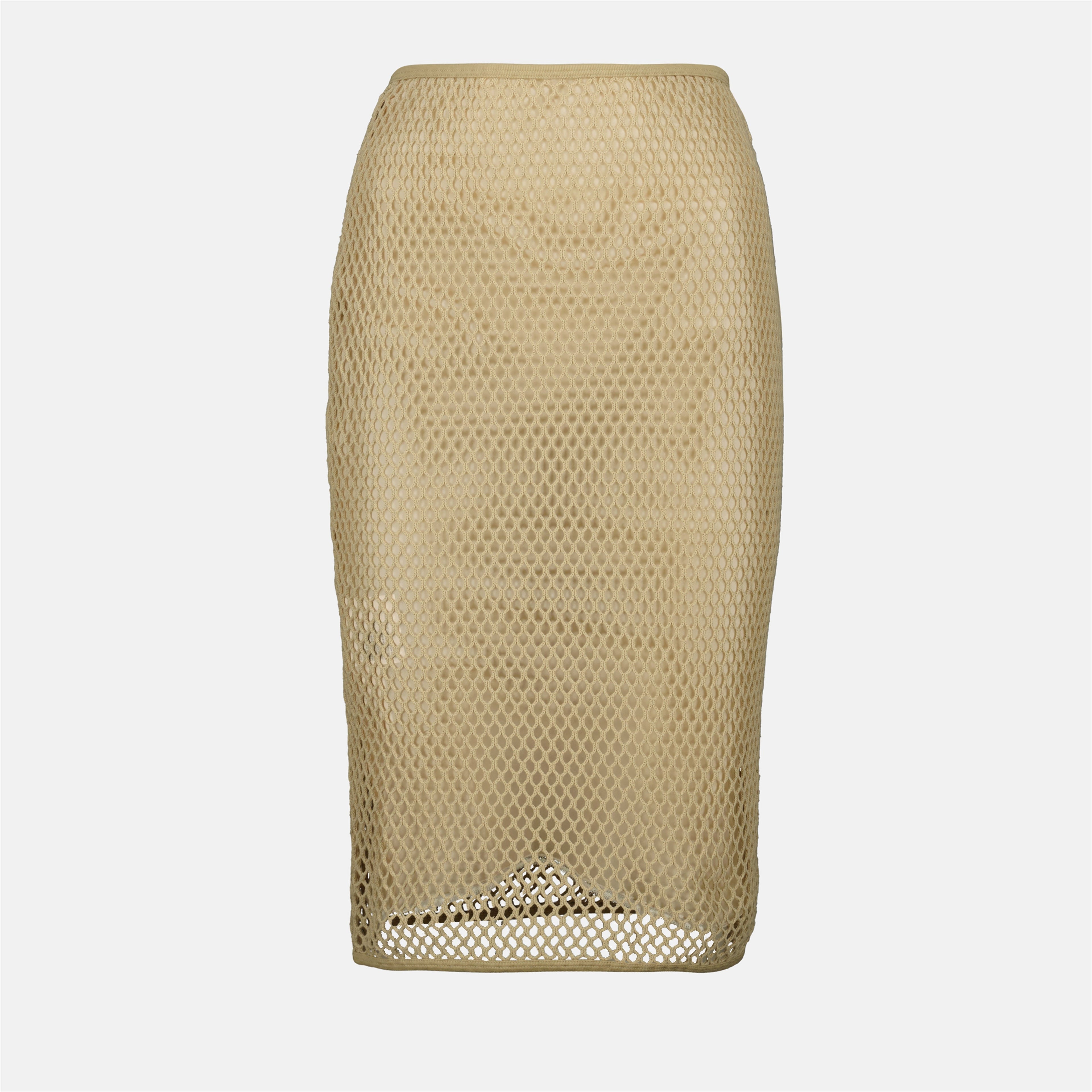 cotton midi skirt, Prada skirt, beige mesh skirt, luxury wear, spring summer collection